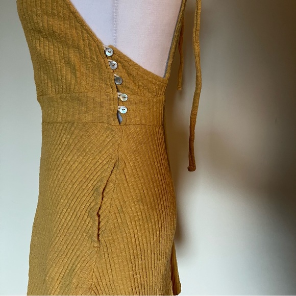 Free People Beach Yellow Open Back Knit Mini Dress size Small - Picture 4 of 6